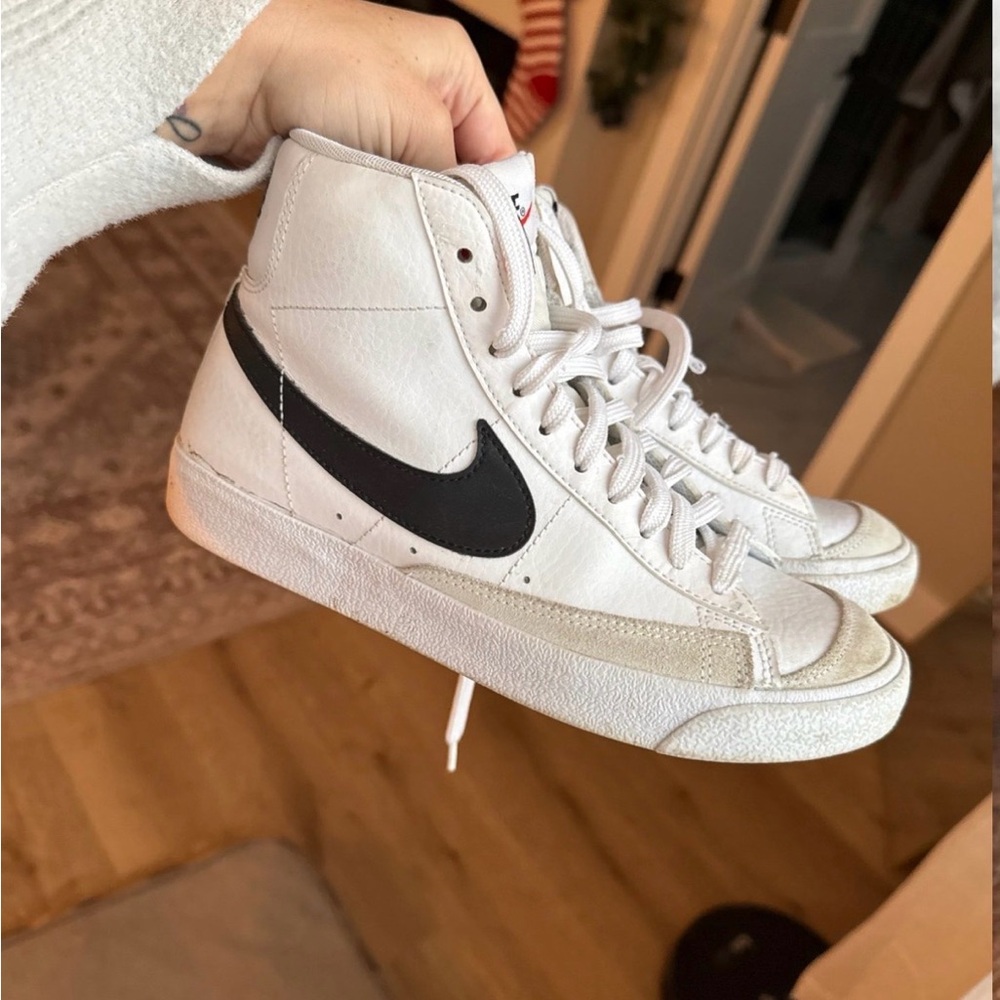 Nike White and Black High-Top Sneakers